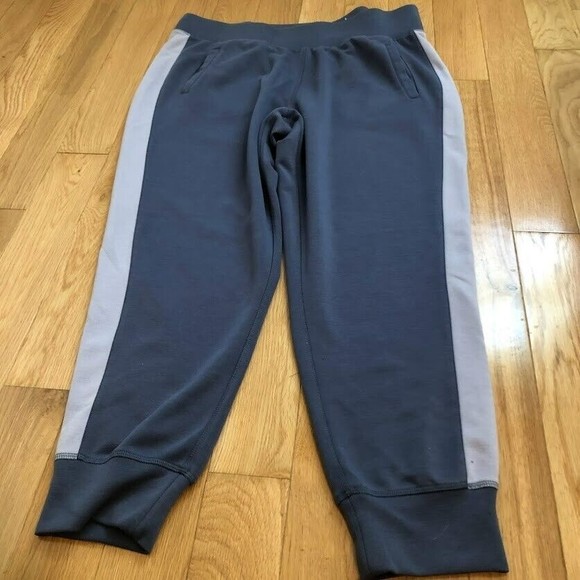 Gaiam Womens XL Knit Ankle Hudson Joggers Blue with Light Blue Racing Stripe - Picture 3 of 5